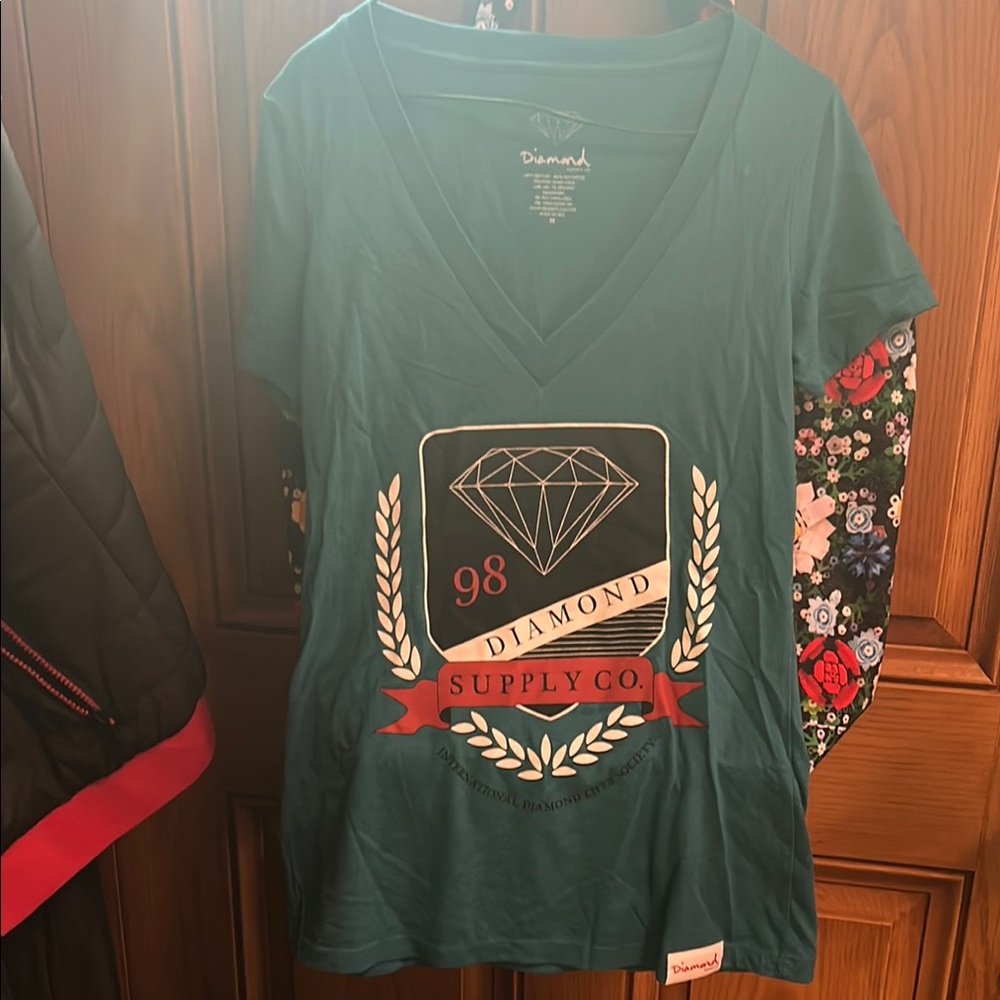 Diamond Supply Co Green Graphic Short Sleeve Tee